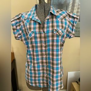 Vintage Wrangler Plaid Pearl Snap Western Wear Shirt women’s XL